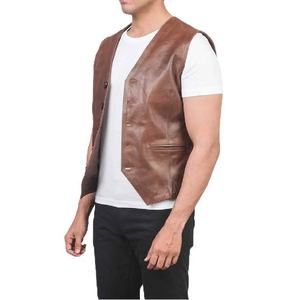 Chaleco de Cuero Marrón para Hombre, Chaqueta Clásica sin Mangas, Prenda Exterior Elegante, Perfecta para Uso Casual y Aventuras al Aire Libre - Product Image 5