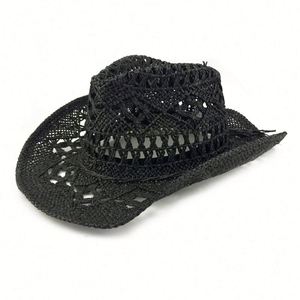 Sombreros de Vaquero de Paja de Verano al por Mayor, Diseño Calado Hecho a Mano, Estilo Occidental Liso para Adultos Unisex, para Exteriores - Product Image 3
