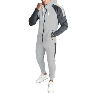 Chándal Deportivo para Hombre en Blanco, Gris y Naranja con Bloques de Color, Manga Larga, Media Cremallera, Cuello Alto, Bolsillos Laterales, Corte Regular, Estilo Deportivo, Primavera - Product Image 2