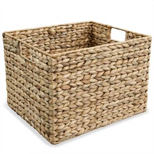 Panier tressé en jacinthe d'eau marron avec cadre métallique – Boîte de rangement élégante - Product Image 3