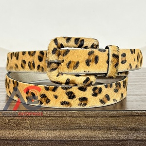 Handmade Highest Quality Genuine Leather Leopard Printed <b>Belt</b> for Women's Western Hair-On Hide Vintage Boho Style Cowhide <b>Belts</b> - Product Image 1