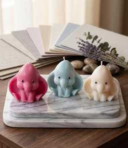 Handmade Fruity Scented Art Candle Elephant Shaped Baby Cute Baptism <b>Gift</b> Luxury Cute Birthday Customize <b>Box</b> Available - Product Image 4