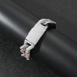 Luxury Iced Out Moissanite Oval Link <b>Bracelet</b> Fully Paved Stones High Shine Hip Hop Statement Wrist Chain Premium XL - Product Image 3