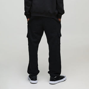 Plus Size <b>Men's</b> <b>Black</b> <b>Cargo</b> Sweatpants Elastic Waist Multiple Pockets Casual Style Right Leg Logo Knitted Midweight Fabric - Product Image 5