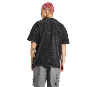 Camiseta de Manga Corta Negra con Estampado Tie-Dye para Hombre, Estilo Urbano, Cuello Redondo, Algodón Jersey, Talla Grande, Gran Venta - Product Image 3