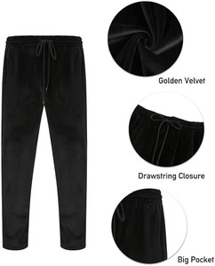 Men's Premium Onyx Velvet Tracksuit: Luxury Two-Piece Athleisure Set featuring Mock Neck <b>Zip</b>-<b>Up</b> <b>Jacket</b> and Adjustable - Product Image 4