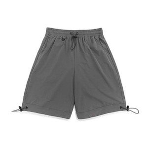 Shorts de plage gris uni pour homme, séchage rapide, taille à cordon, décontractés, en tissu polyester tissé - Product Image 1