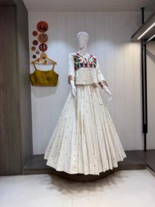 Pure Jute Khadi Cotton Lehenga Choli With 6 Meter Flare Kali Pattern Layer Skirt Designer <b>Jacket</b> Blouse Ethnic <b>Wedding</b> Wear - Product Image 3