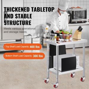 24X30 pollici resistente in acciaio inox preparazione tavolo da lavoro con ruote cucina commerciale acciaio fabbricazione per attività di ristorazione - Product Image 3