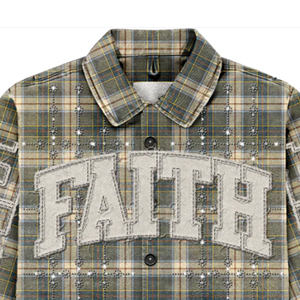 Chemises en flanelle à carreaux pour hommes, style streetwear, coupe courte et ample, manches longues, brodées, en coton, avec strass personnalisés, collection 2026 - Product Image 2