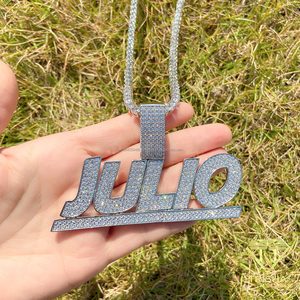 Custom Moissanite <b>Name</b> Pendant Necklace Iced Out Personalized Letter Jewelry Hip Hop Fashion <b>Chain</b> For Men Women Luxury Gift - Product Image 6