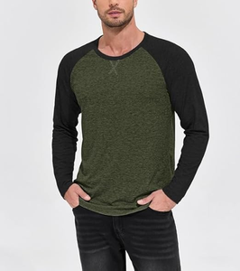 Camiseta de Moda Retro para Hombre, Nueva, con Logotipo de Marca Personalizado OEM, 180 GSM, 100% Algodón, Ligera, de Manga Larga, Estilo Raglán - Product Image 2