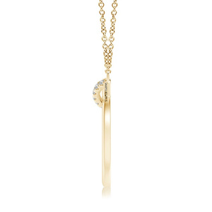 Colgante de barra con diamantes cultivados en laboratorio de corte redondo abierto en oro de 10K, 14K, 18K y plata de ley 925, 935. Regalo de lujo con diamantes para ella. - Product Image 4