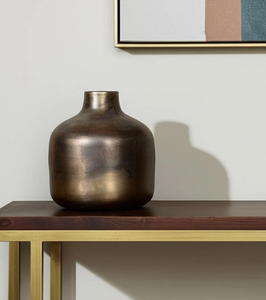 Jarrón de metal bronce rústico de lujo, maceta con textura mate, jarrón decorativo minimalista nórdico para decoración moderna del hogar y hoteles - Product Image 5
