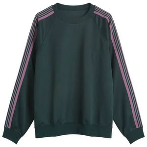 Sudadera de cuello redondo unisex verde oscuro personalizable al por mayor, con manga raglán a rayas, estilo oversize, informal, de punto, para otoño. - Product Image 1