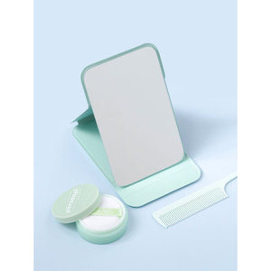 Medium Square <b>Mirror</b> with Mint Cover Stand for Makeup Application - Product Image 1