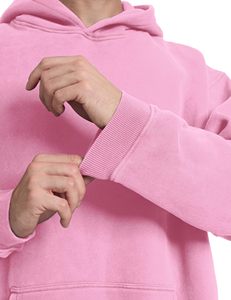 Sudadera con Capucha Oversize Rosa Unisex, Estilo Casual, Lavado Ácido, Algodón French Terry, con Bolsillo, Estilo Otoñal - Product Image 5