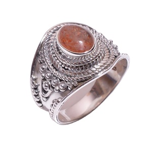 ธรรมชาติ Sunstone แหวน925เงินสเตอร์ลิงเครื่องประดับที่ทำด้วยมือจำนวนมากขายส่งปรับแหวนเงินอินเดียผู้ผลิตแหวนเงิน - Product Image 1