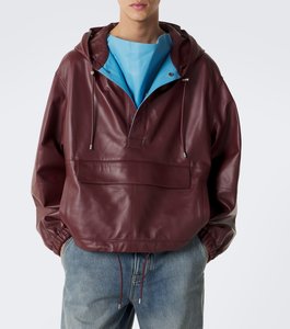 Veste unisexe en cuir véritable de qualité supérieure à capuche et patchwork, style classique décontracté, vêtement d'extérieur automne, élégante et réversible - Product Image 3