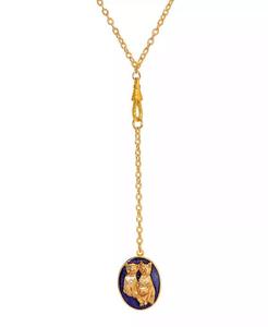 Collier avec pendentif double chat en émail |   2028 - Product Image 1