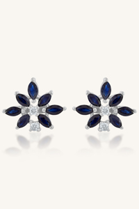 Pendientes de Diamantes y Múltiples Zafiros con Baño de Rodio en Plata de Ley 92.5 para Boda y Compromiso KLST-30809 - Product Image 5