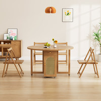 Klappbarer runder Tisch, klappbarer Esstisch aus gesintertem Stein, kleiner Esstisch aus Holz, beweglicher Esstisch im neuen chinesischen Stil