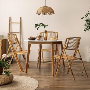 Bamboo Folding <b>Chair</b> Rustic Slat Back Portable Natural Seating for Indoor Outdoor Patio Event Living Space Wholesale - Product Image 2