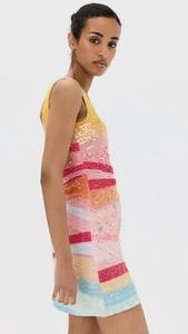 Robe mini élégante ornée de perles et de paillettes pour adolescentes, tenue de soirée à franges avec logo au dos, silhouette droite formelle - Product Image 4