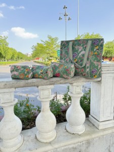 Sac fourre-tout bohème en velours matelassé, couleur unie, grande capacité, ouverture par le haut, fermeture éclair, doublure en coton, pour l'été et la plage, pour femme - Product Image 5