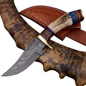 Cuchillo de caza OEM Damasco para exteriores, hoja de acero inoxidable laminado, mango G10, supervivencia, materiales de mango personalizados, venta internacional - Product Image 4