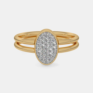Anillo de oro amarillo con triple banda y racimo de diamantes ovalados - Product Image 3
