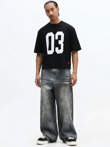 Custom Black American Football Jersey Oversized Number Print <b>Mesh</b> <b>Top</b> Boxy Fit Streetwear Training Shirt OEM Bulk - Product Image 2