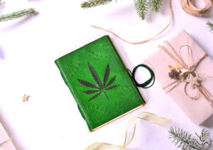 Genuine Full Grain Leather Journal Notebook with <b>Leaf</b> Embossed Green Handmade Antique Design Thread Sewn Flower Embossed Diary - Product Image 2