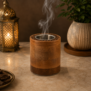 Brûleur à Bakhoor en Bois d'Acacia Finition Polie, Porte-Encens Arabe Moderne, Encensoir à Charbon Mabkhara, Décoration d'Intérieur, Cadeau Islamique pour le Ramadan - Product Image 2