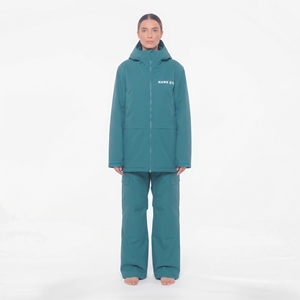 Veste de ski imperméable pour femme Hawk Eye, à capuche, fermeture éclair sur le devant, logo, couleur turquoise, vêtements d'hiver pour l'extérieur - Product Image 2