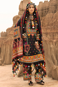Nouvelles arrivées : robe afghane Kuchi pour femmes, élégante, à volants en dentelle, appliqués brodés, coupe ajustée, manches longues. - Product Image 6