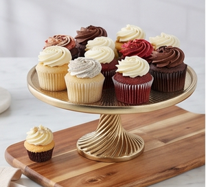 Premium Round Metal <b>Cake</b> <b>Stand</b> with Twisted Stem and Radiating Pattern Base Perfect For Wedding Events Restaurant And Gifts - Product Image 3