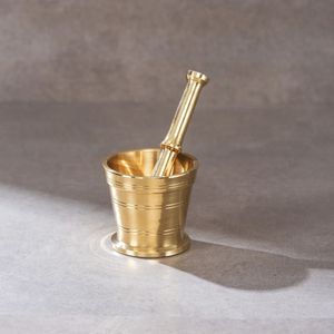 Premium Heavy Brass Mortar <b>And</b> Pestle <b>Set</b> For Grinding <b>Spices</b> <b>Herbs</b> Seeds <b>And</b> Ayurvedic Medicine Preparation - Product Image 2