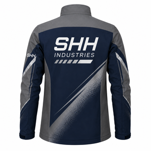 Custom Men Softshell <b>Jacket</b> <b>Waterproof</b> Windproof Outdoor Sports Workwear Full Zip Stand Collar Reflective Print OEM Wholesale - Product Image 2