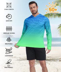 เสื้อคลุมมีฮู้ดสำหรับตกปลา UPF 50+ สำหรับผู้ชาย ระบายอากาศได้ดี แขนยาว ป้องกันรังสียูวี เหมาะสำหรับกิจกรรมกลางแจ้ง เดินป่า วิ่ง ว่ายน้ำ ป้องกันผิวแพ้ง่าย - Product Image 3
