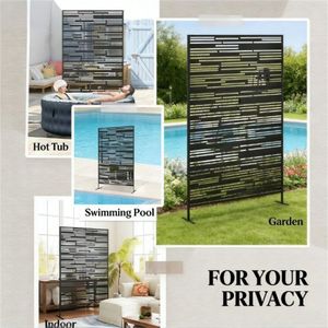 Schermo Decorativo Nero per Esterni, Divisorio per Privacy, Schermo per Porte e Finestre - Product Image 4