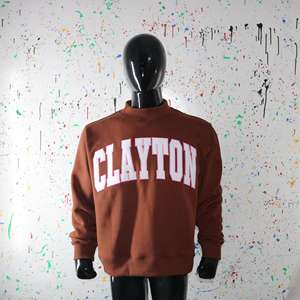 CLAYTON BROWN <b>Mock</b> <b>Neck</b> Sweatshirt 100% WHITE Applique Embroidery wide <b>neck</b> Sweatshirt Finer Threads - Product Image 1