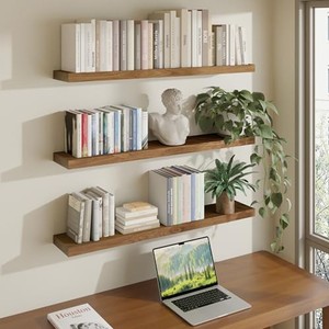 Acacia Wood <b>Rustic</b> Farmhouse Floating <b>Shelf</b> Distressed Cream Wholesale - Product Image 5