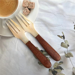 High Quality Natural Mother of Pearl Fork with Wooden <b>Handle</b> for Caviar, Ice Cream, Coffee Serving from Vietnam - Product Image 3