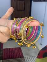 Bracelets géométriques tendance en verre plaqué argent avec micro-incrustations de perles d'imitation, ensemble Churiyan, couleurs personnalisées, pour femmes, pour mariage et soirée