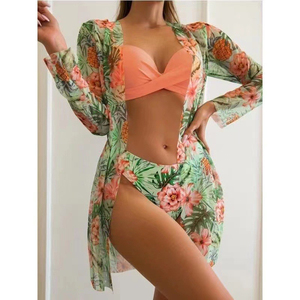 Women Summer Swimwear <b>3</b> <b>Piece</b> <b>Bikini</b> Set With Cover up Beach Outfit - Product Image 1