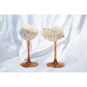 Verre à vin en coquillage et verre, artisanat haut de gamme, idéal pour les réceptions de mariage et les célébrations spéciales - Product Image 1