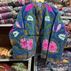 Indian Handmade Suzani Cotton Jacket Hand Embroidered Short Jacket Unisex Coat Handmade Suzani Short Jacket - Product Image 2