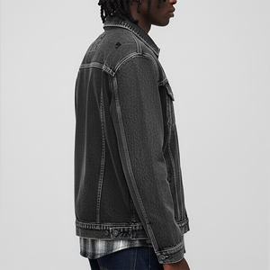 Men's Distressed <b>Denim</b> Jacket Regular Fit Solid Color Ripped Washable Cotton Casual Autumn Button Fly <b>Coat</b> - Product Image 6