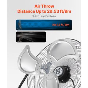 Ventilatore Industriale da Pavimento ad Alta Velocità da 18 Pollici, 3 Velocità, 4000 CFM, Inclinazione Regolabile a 360 Gradi, Flusso d'Aria 19,69 Ft/sec, Scatola Robusta - Product Image 4